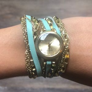 Gold and mint statement watch